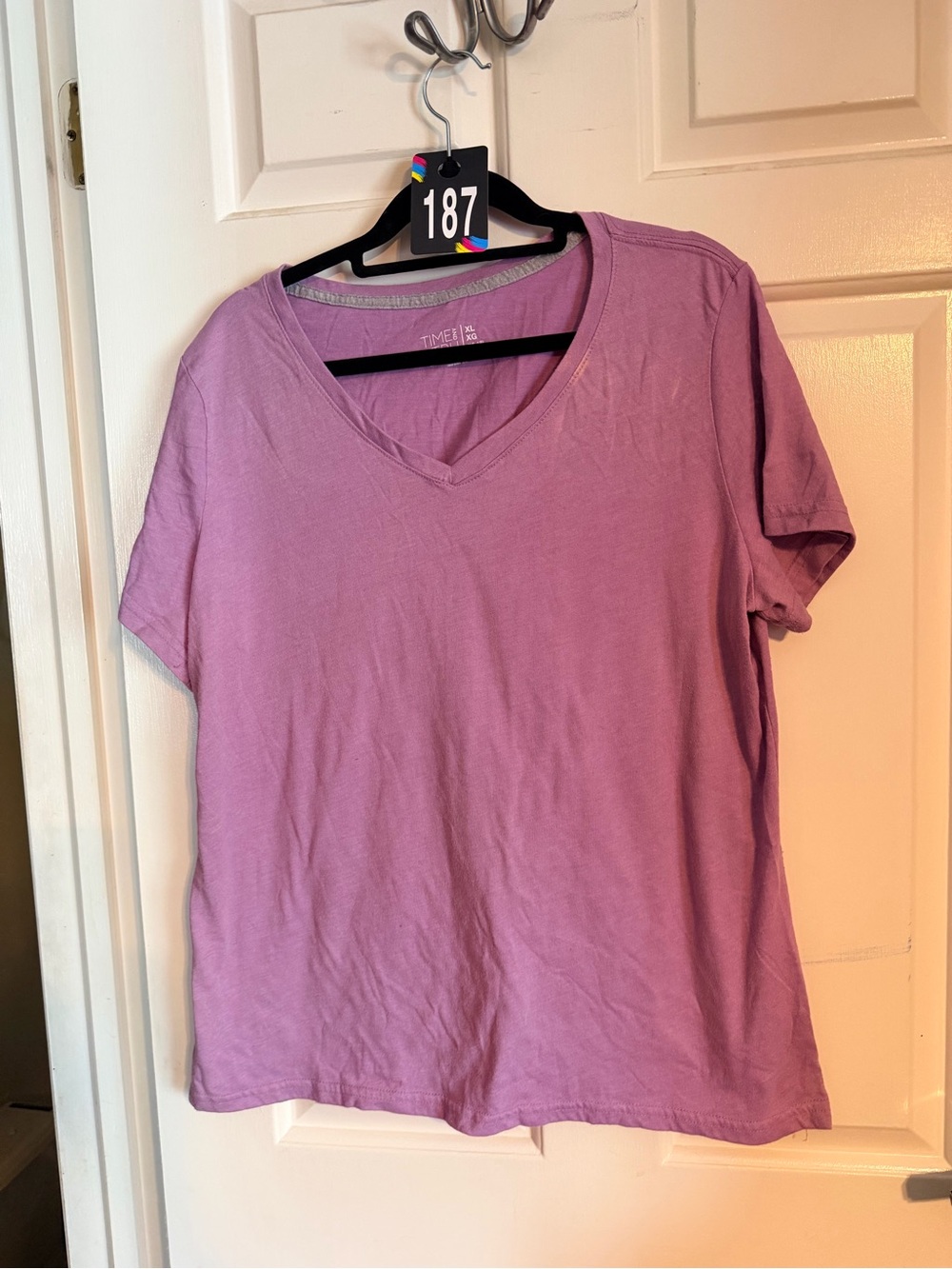 Time and Tru Mauve V-Neck Short Sleeve Tee